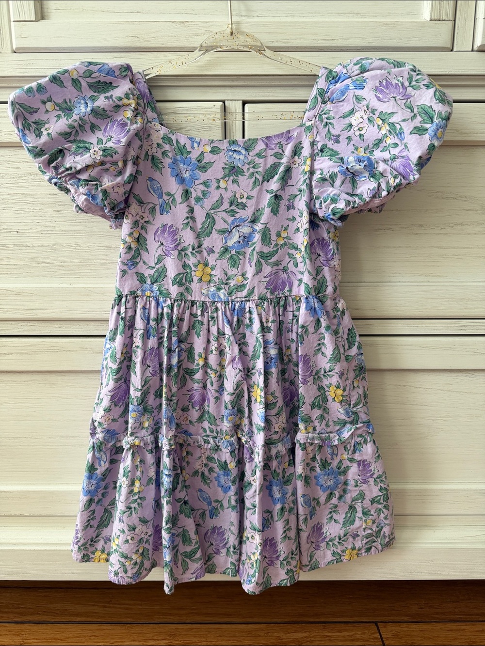 Janie & Jack - Girls' Lavender Floral Puff-Sleeve Dress, Size 5